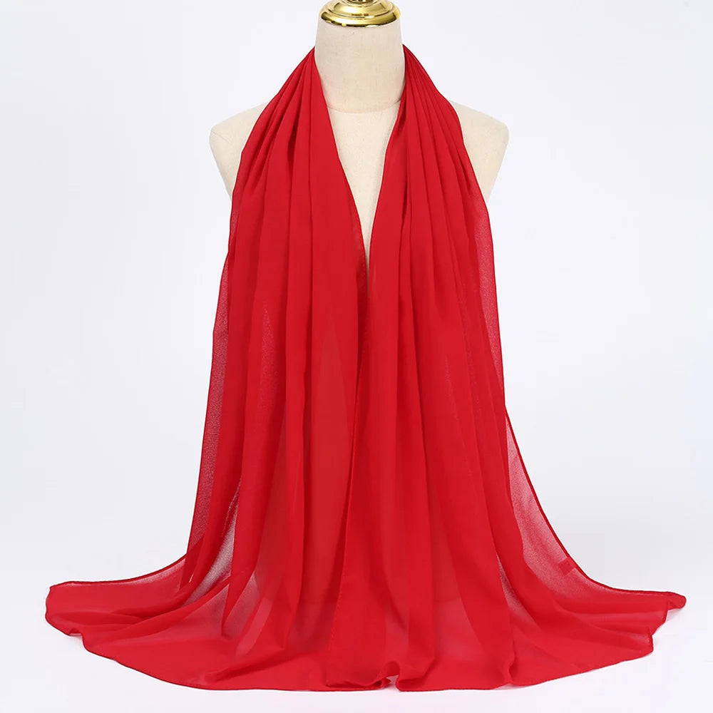 Premium Chiffon Hijab Scarf - Long Solid Color