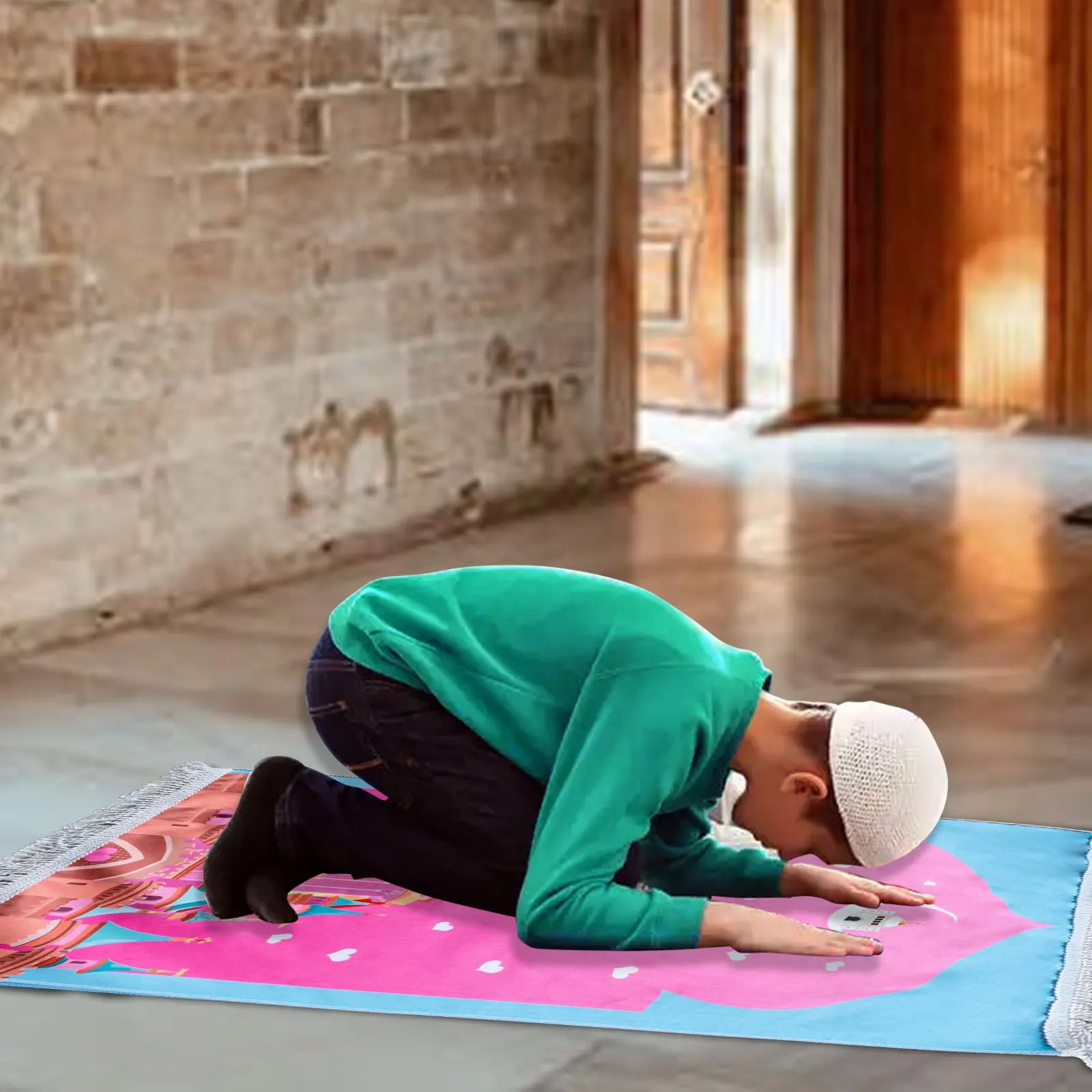 Kids Prayer Mat - Portable Islamic Prayer Rug for Children