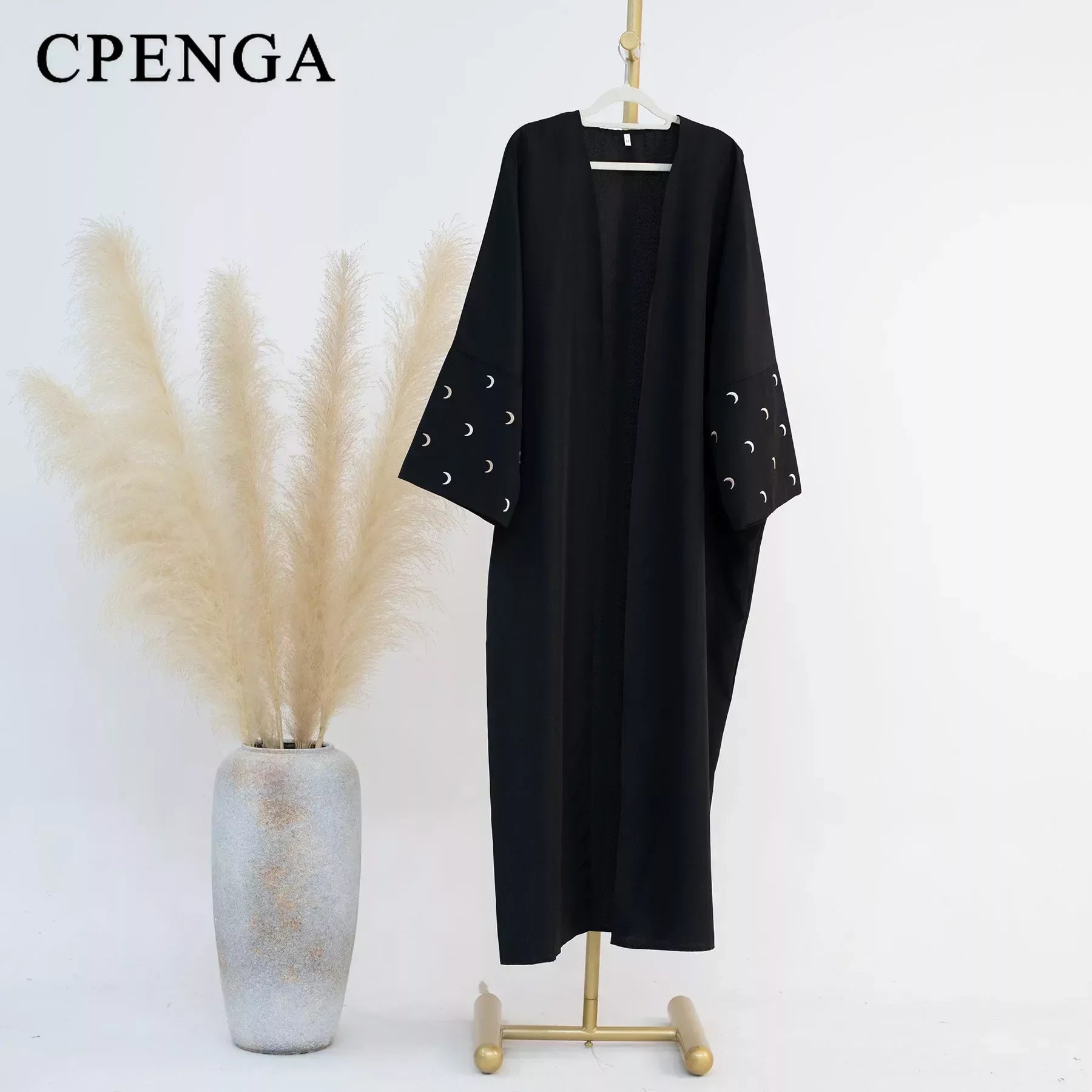 Moon Embroidery Open Abaya