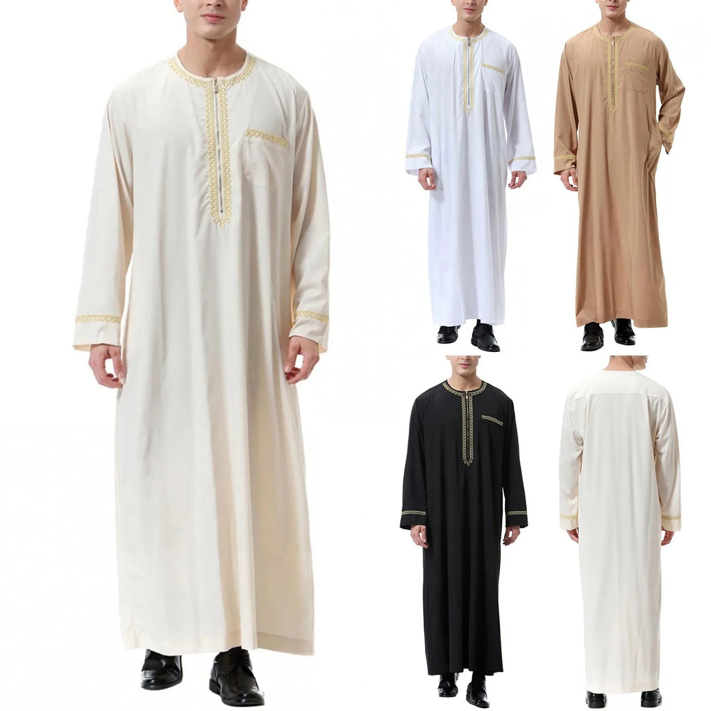 Men's Jubba Thobe - Black Islamic Kaftan Abaya