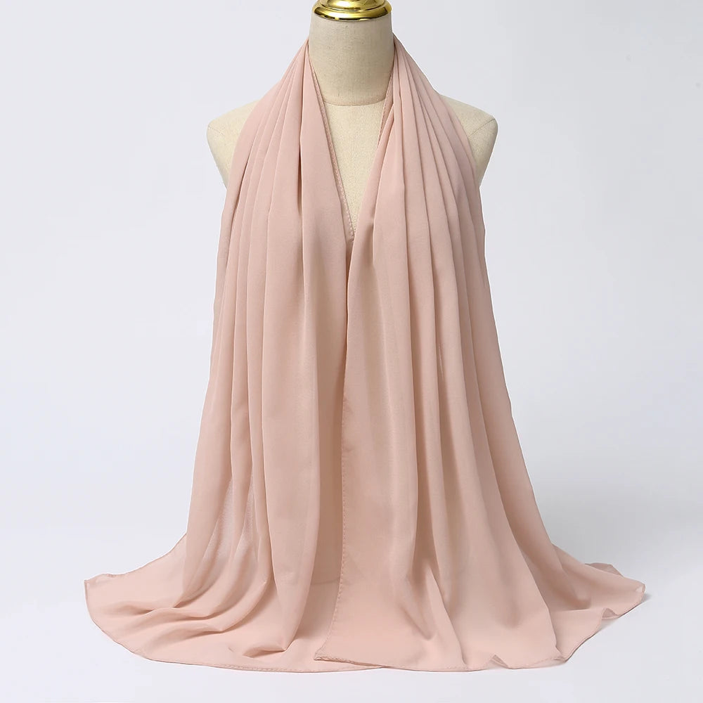 Premium Chiffon Hijab Scarf - Long Solid Color