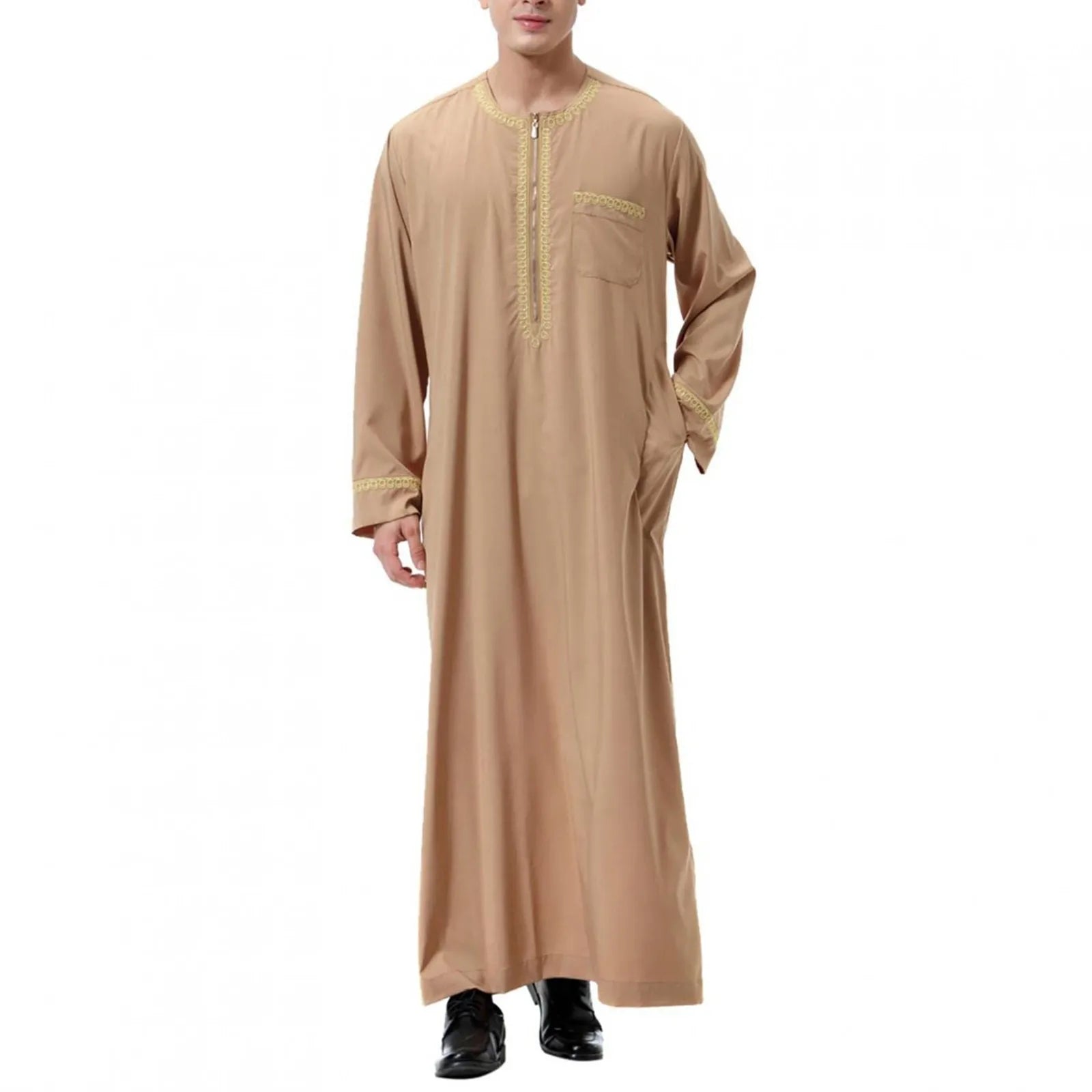 Men's Jubba Thobe - Black Islamic Kaftan Abaya