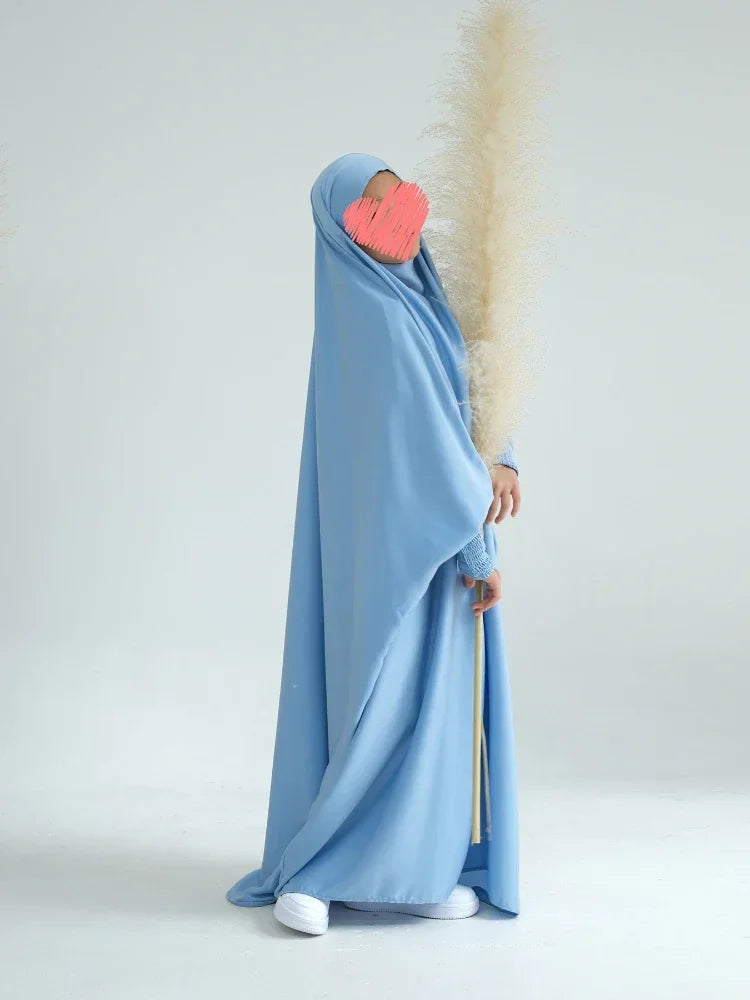 Girls Prayer Dress with Niqab - Hooded Hijab Set