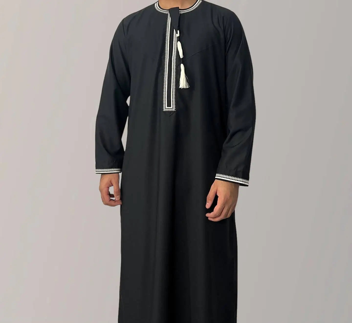New Men's Muslim Fashion Abayas Dress O Neck Long Sleeve Pullover