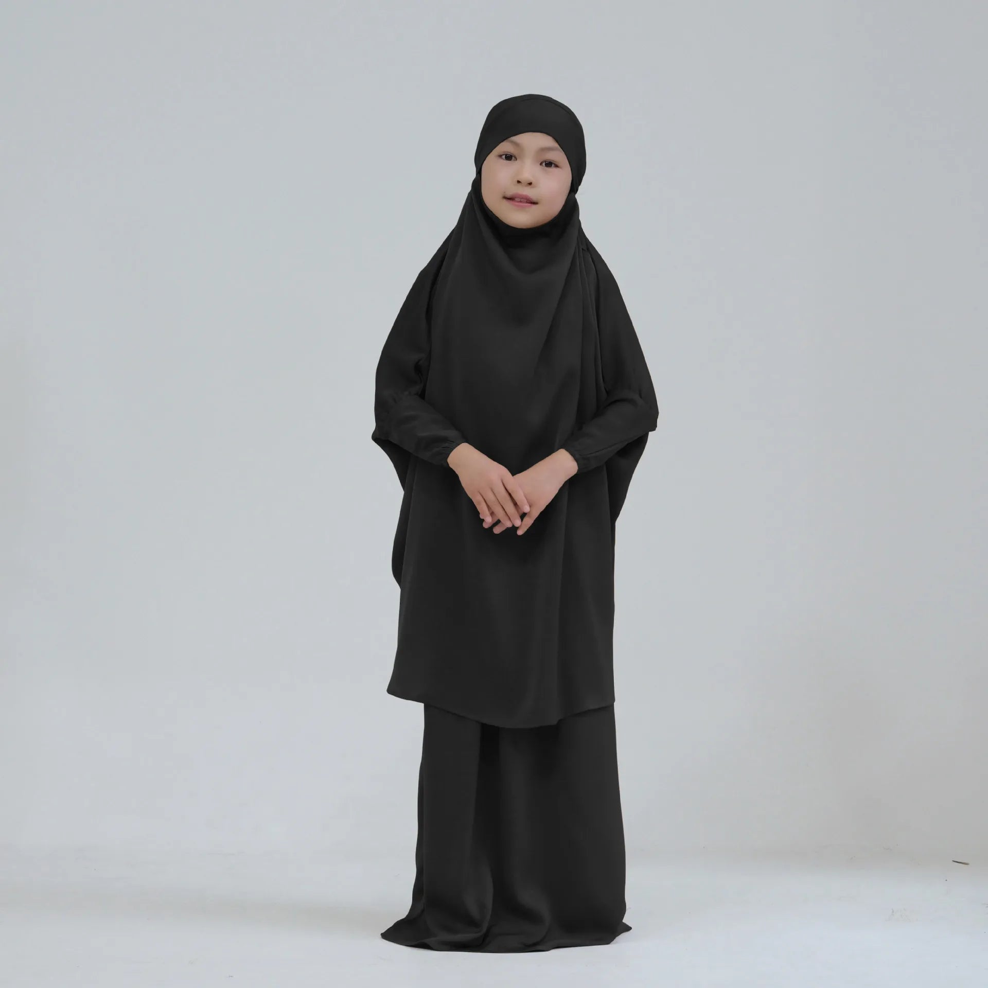 Muslim Kids Girls Khimar Skirt Abaya Prayer Garment Islamic Clothing 2PCS