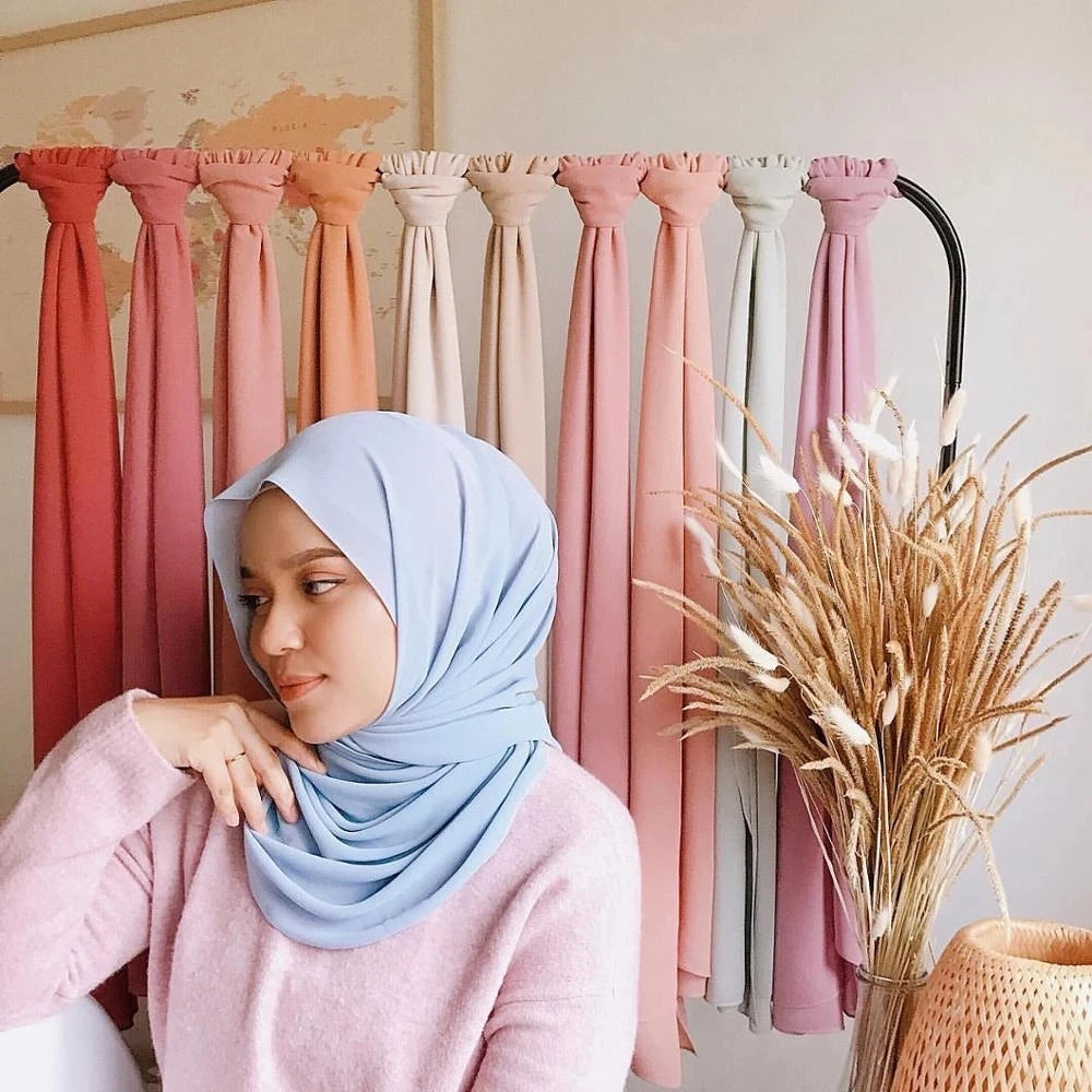 Premium Chiffon Hijab Scarf - Long Solid Color