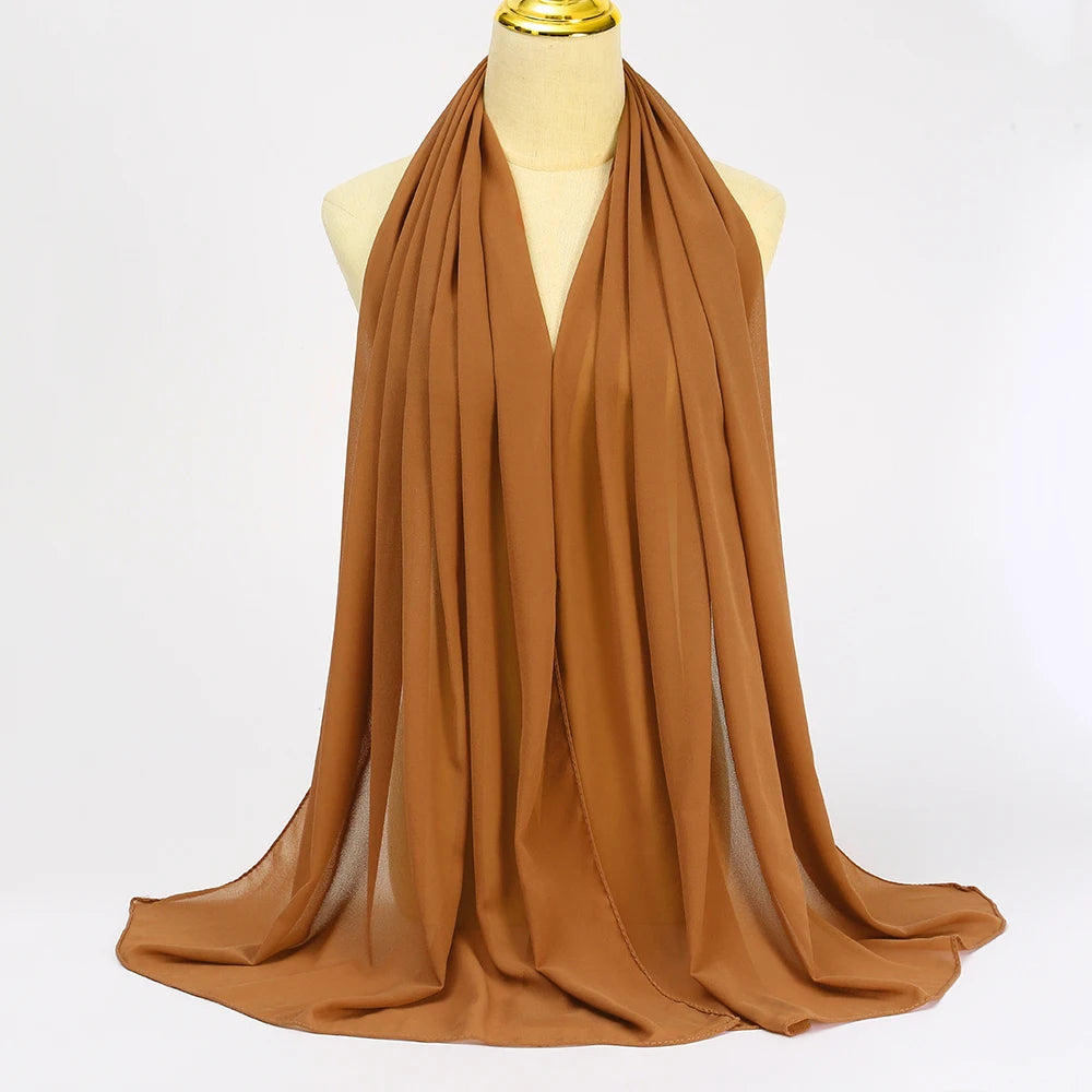 Premium Chiffon Hijab Scarf - Long Solid Color