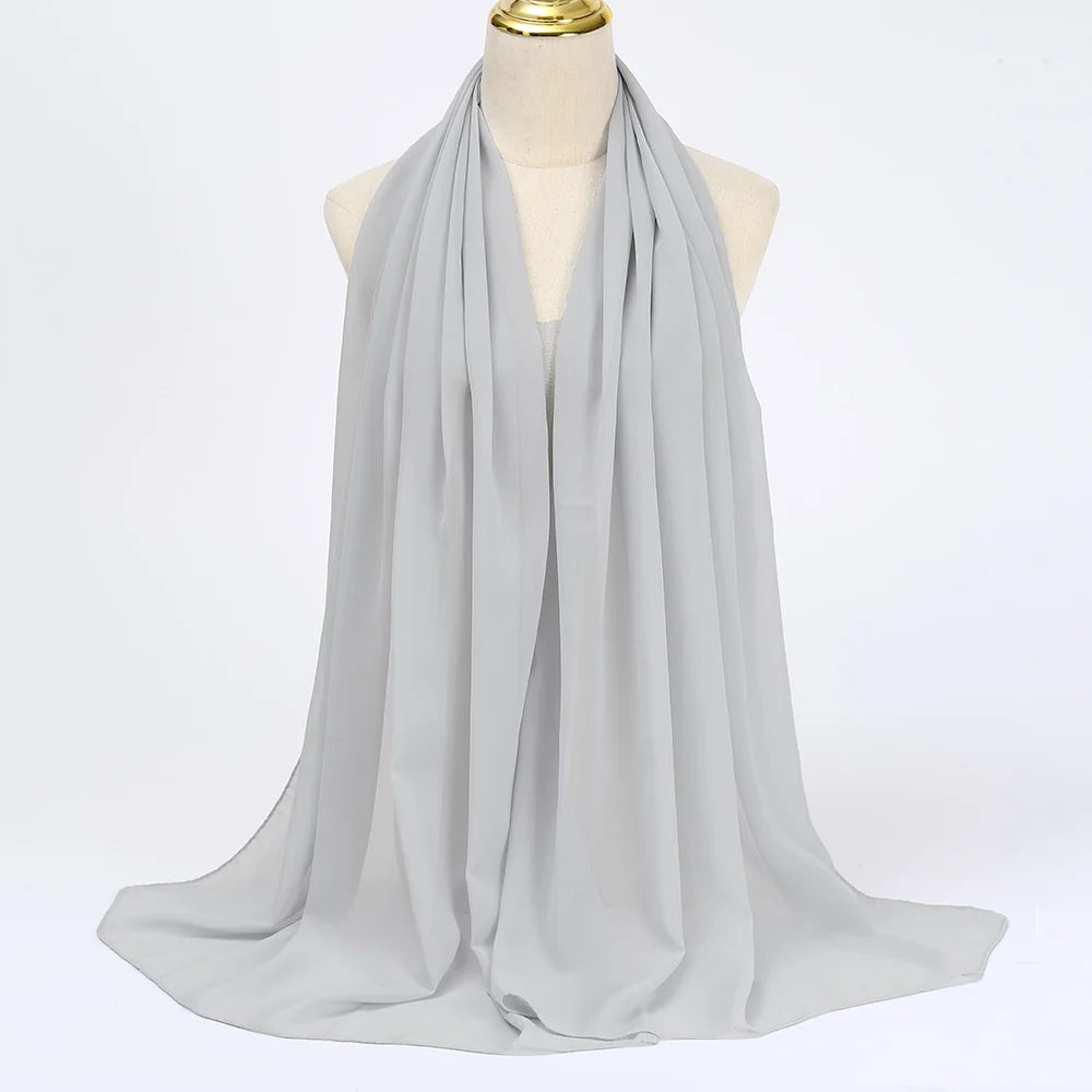 Premium Chiffon Hijab Scarf - Long Solid Color