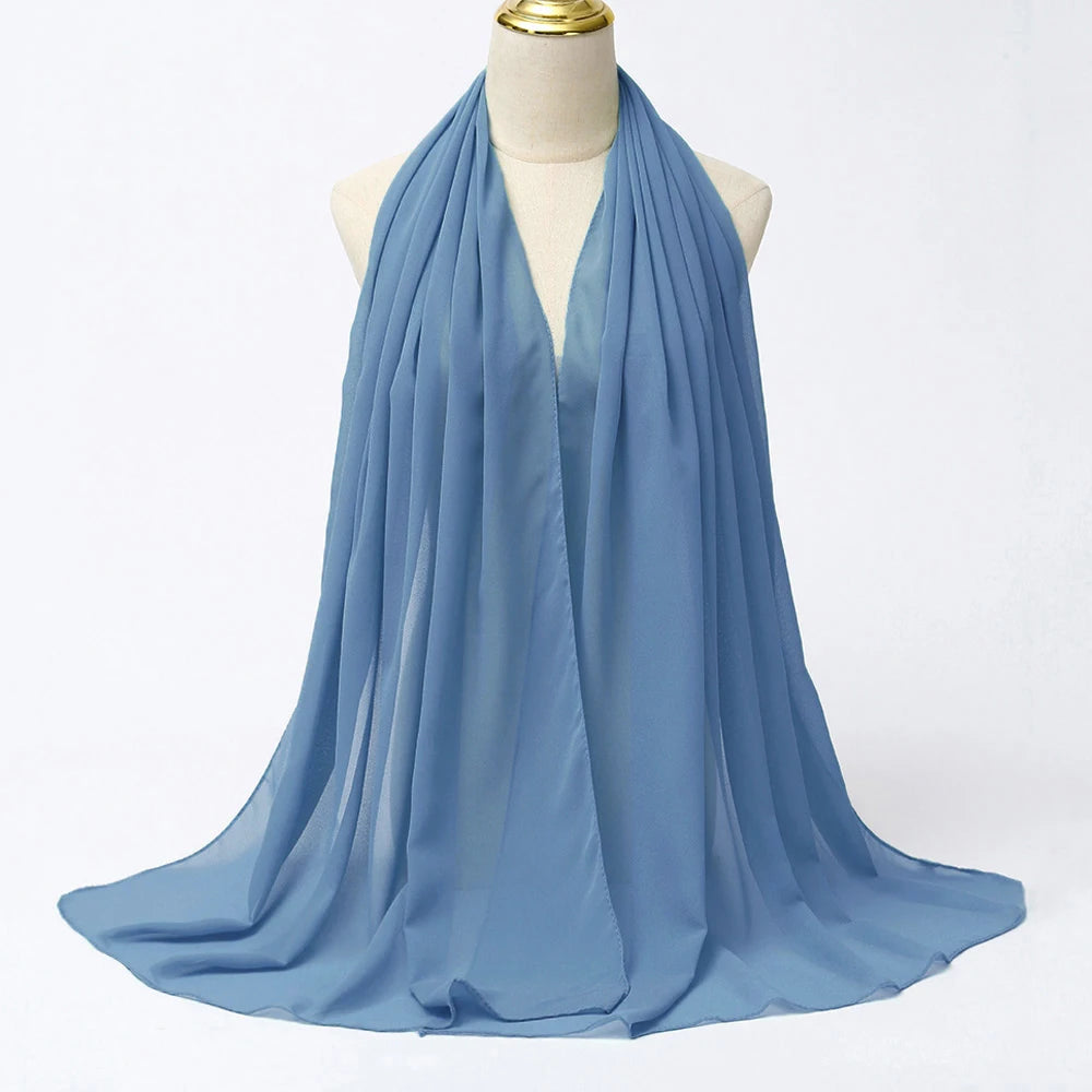 Premium Chiffon Hijab Scarf - Long Solid Color