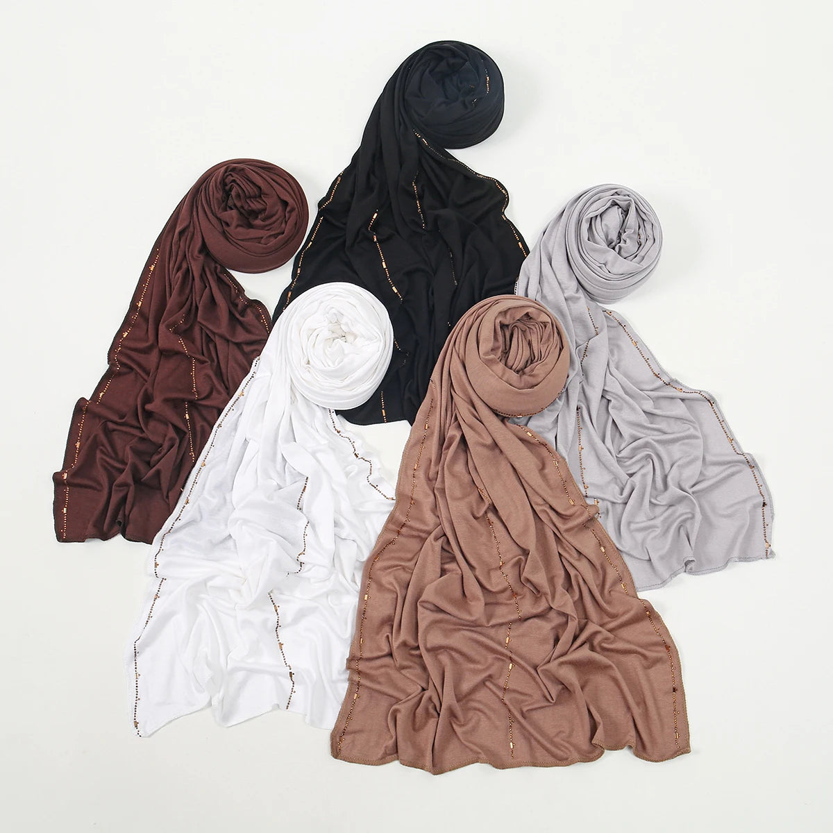 Premium Rhinestone Hijab Scarf - Modal Jersey Stretch