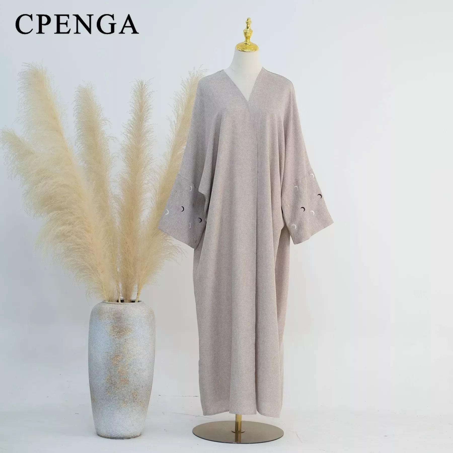 Moon Embroidery Open Abaya