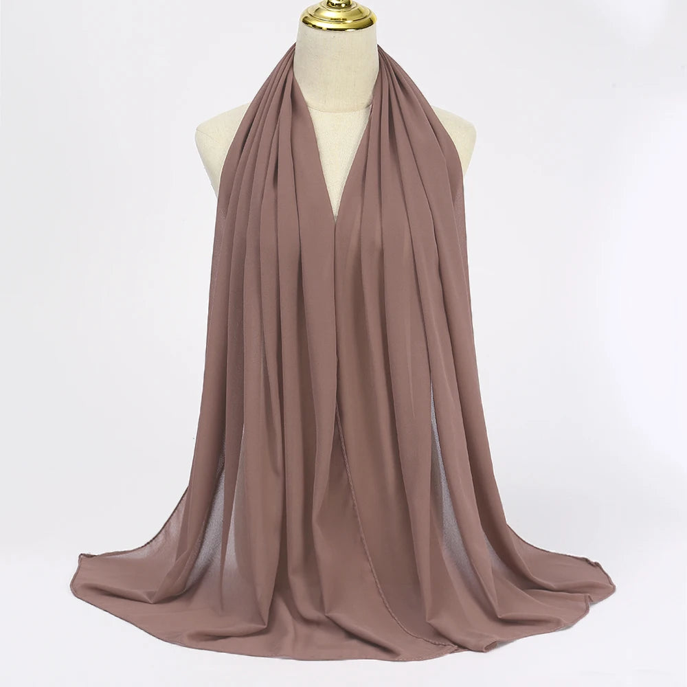 Premium Chiffon Hijab Scarf - Long Solid Color