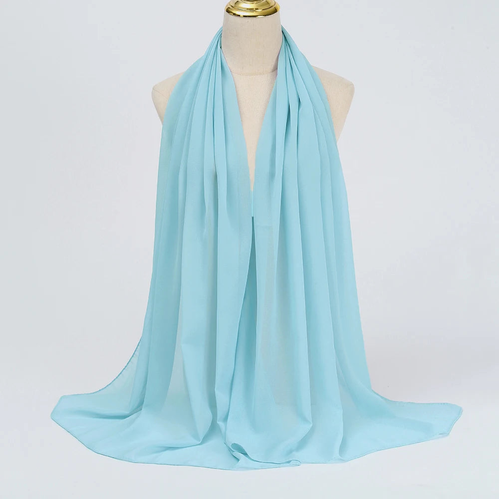 Premium Chiffon Hijab Scarf - Long Solid Color