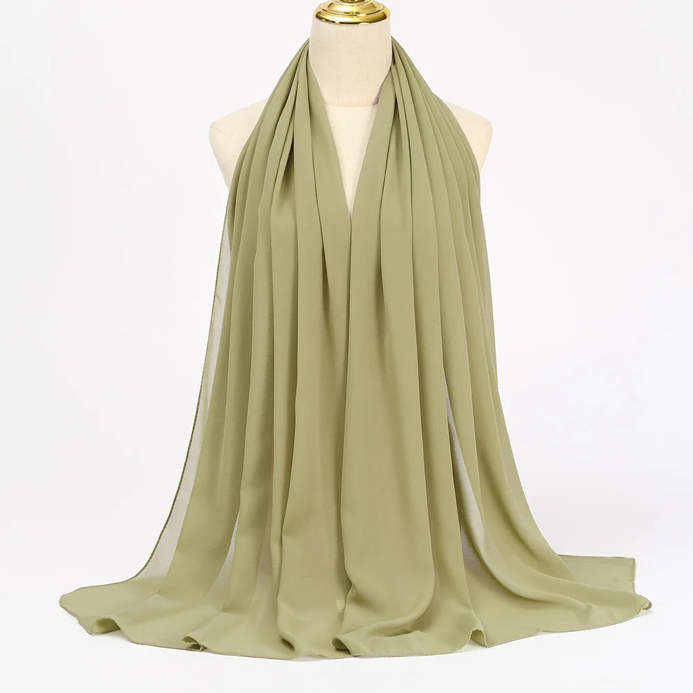 Premium Chiffon Hijab Scarf - Long Solid Color