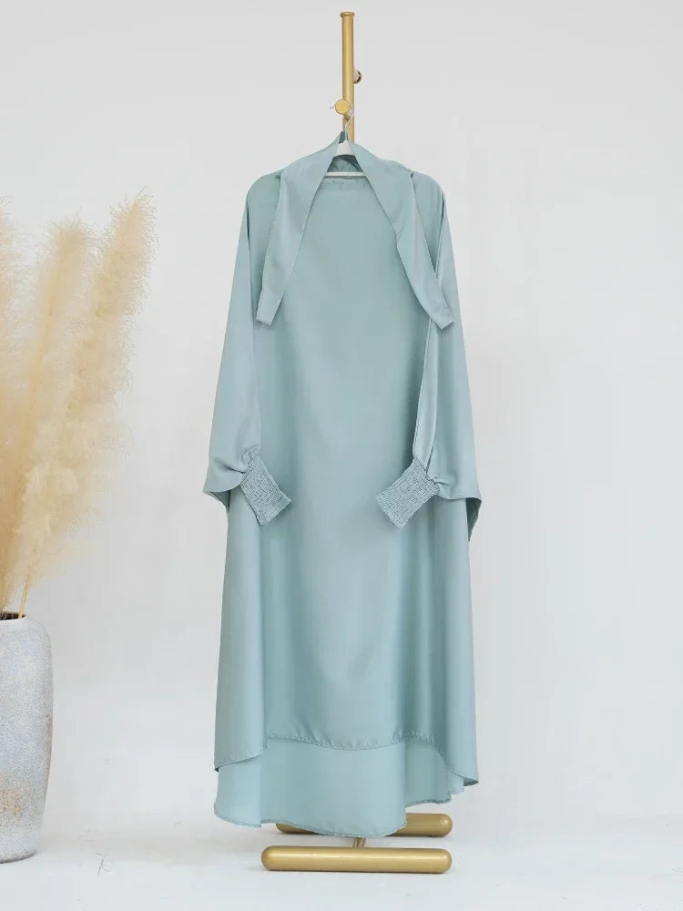 Girls Prayer Dress with Niqab - Hooded Hijab Set