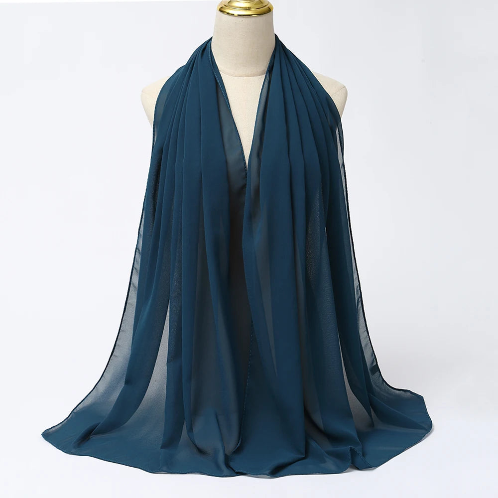 Premium Chiffon Hijab Scarf - Long Solid Color