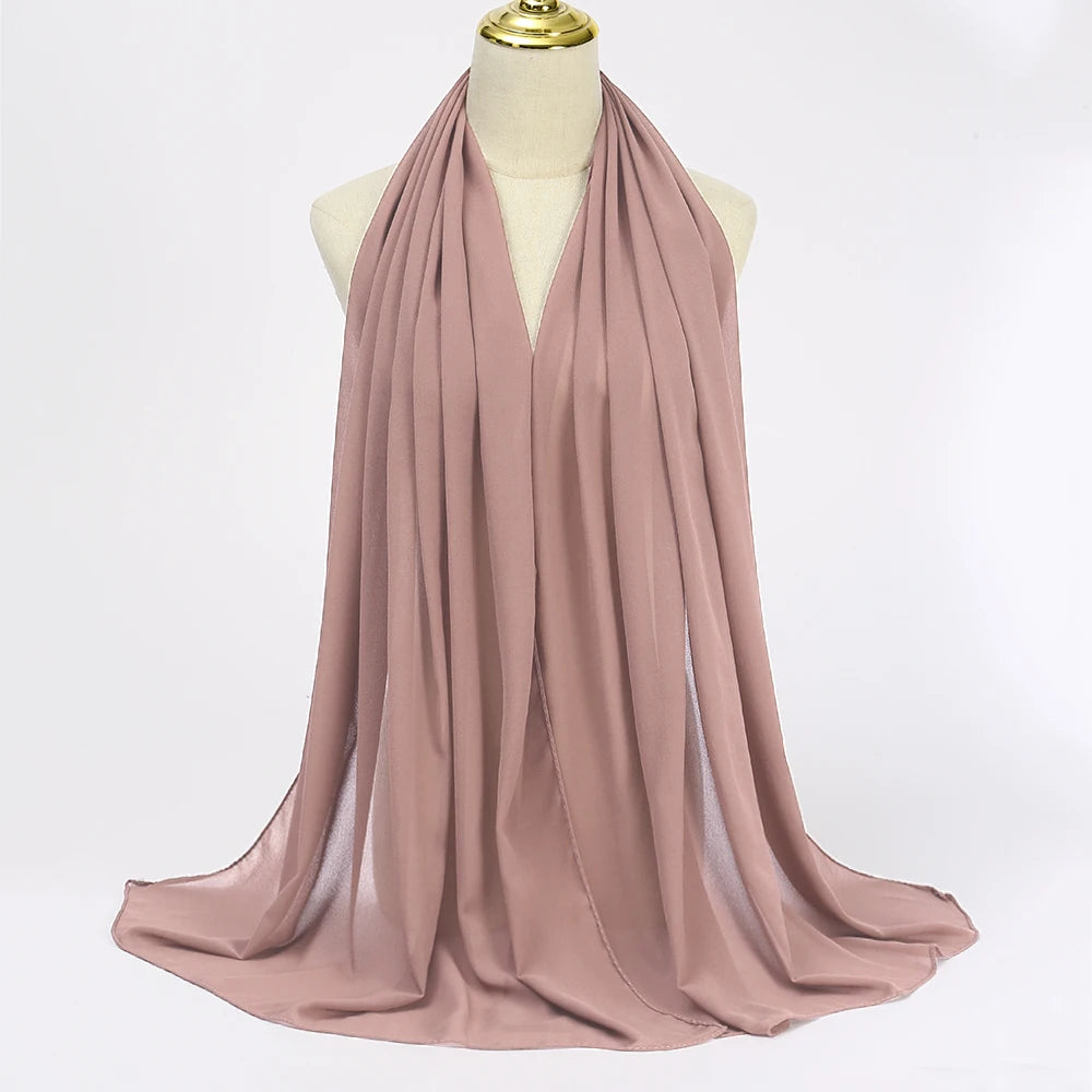 Premium Chiffon Hijab Scarf - Long Solid Color