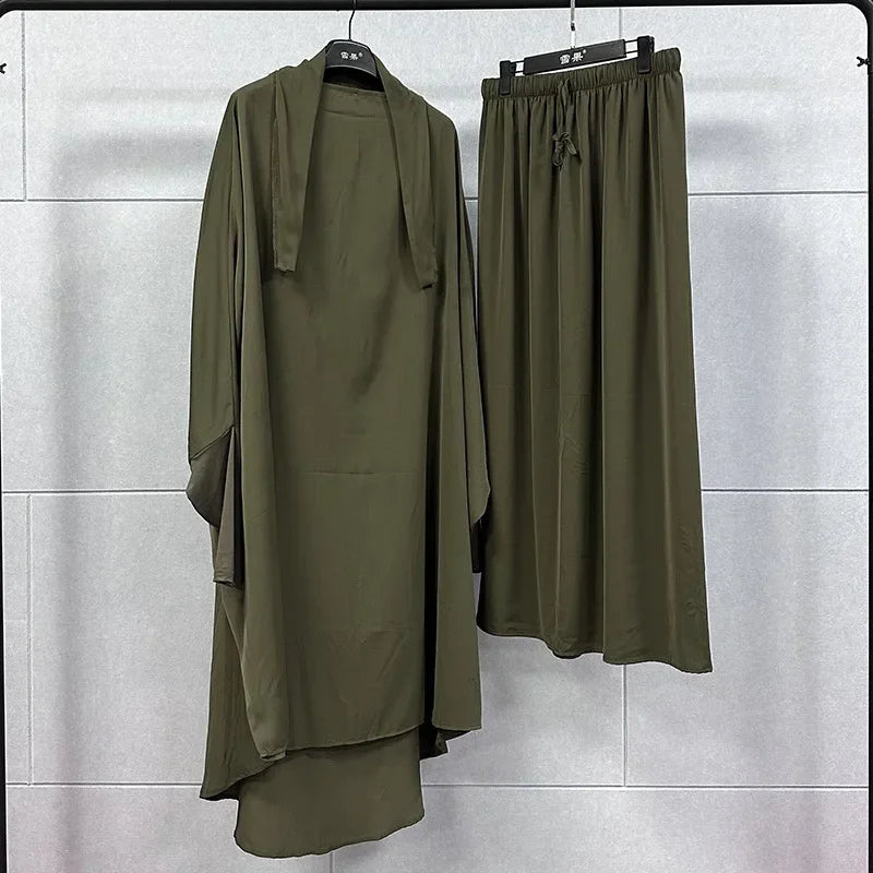 Ramadan Abayas 2 Piece Set - Hijab Dress & Khimar Prayer Garment