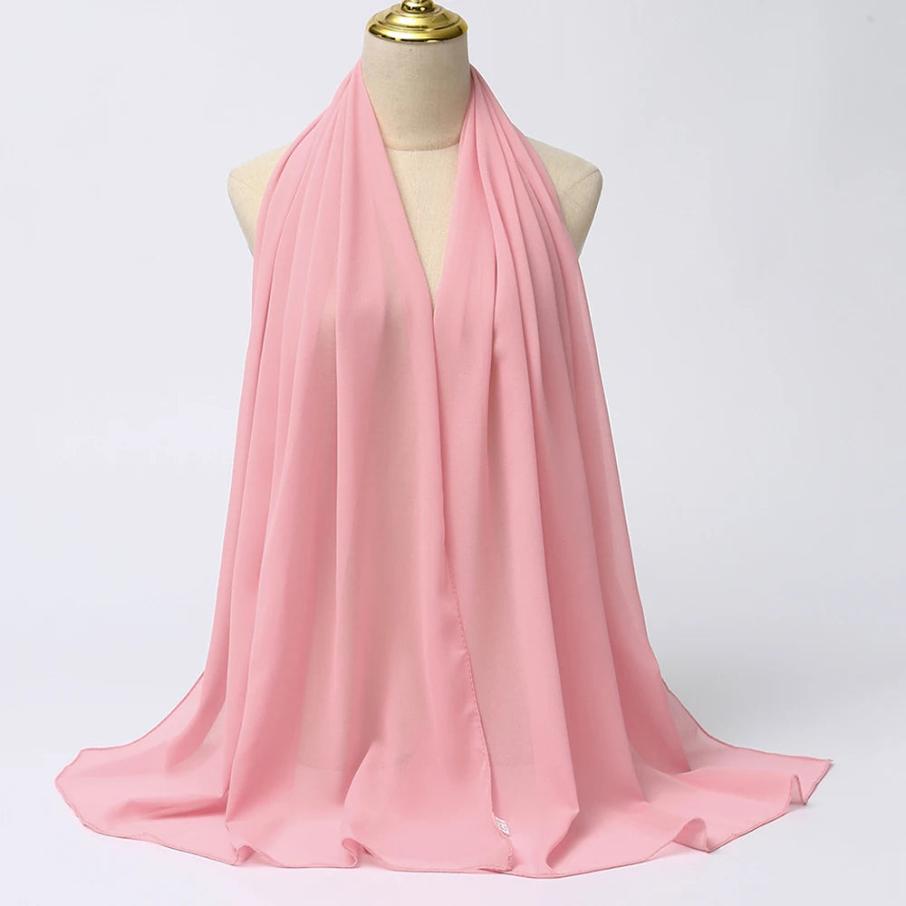 Premium Chiffon Hijab Scarf - Long Solid Color