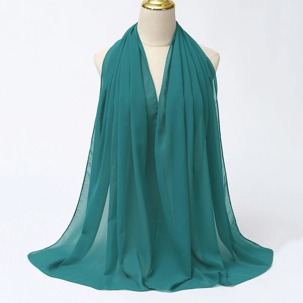 Premium Chiffon Hijab Scarf - Long Solid Color
