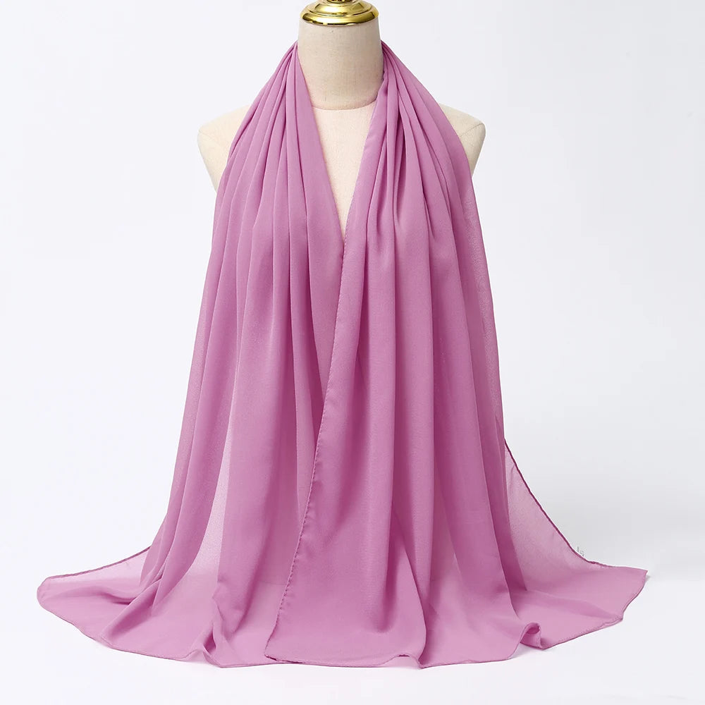 Premium Chiffon Hijab Scarf - Long Solid Color