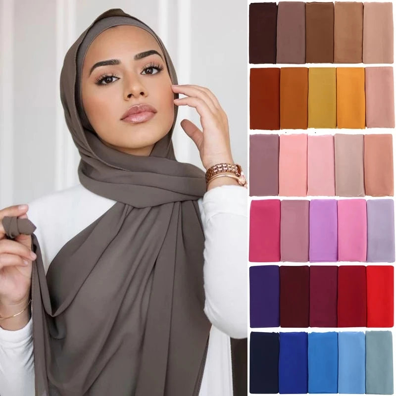 Premium Chiffon Hijab Scarf - Long Solid Color