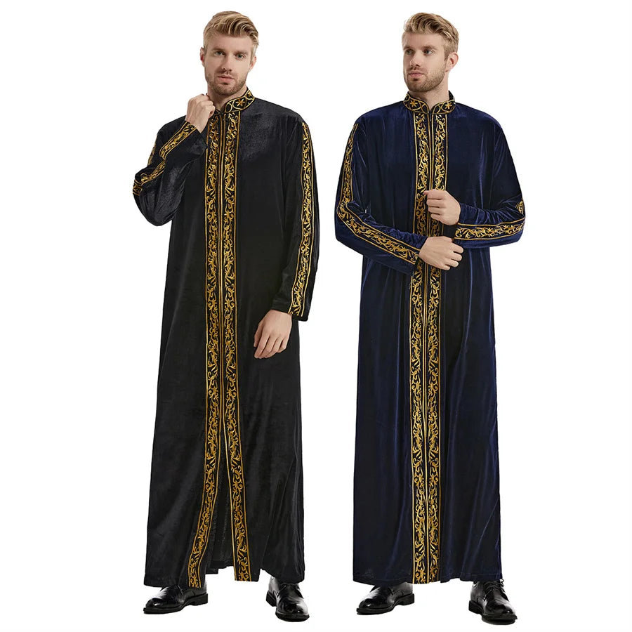 Men's Muslim Caftan Stand Collar Embroidery