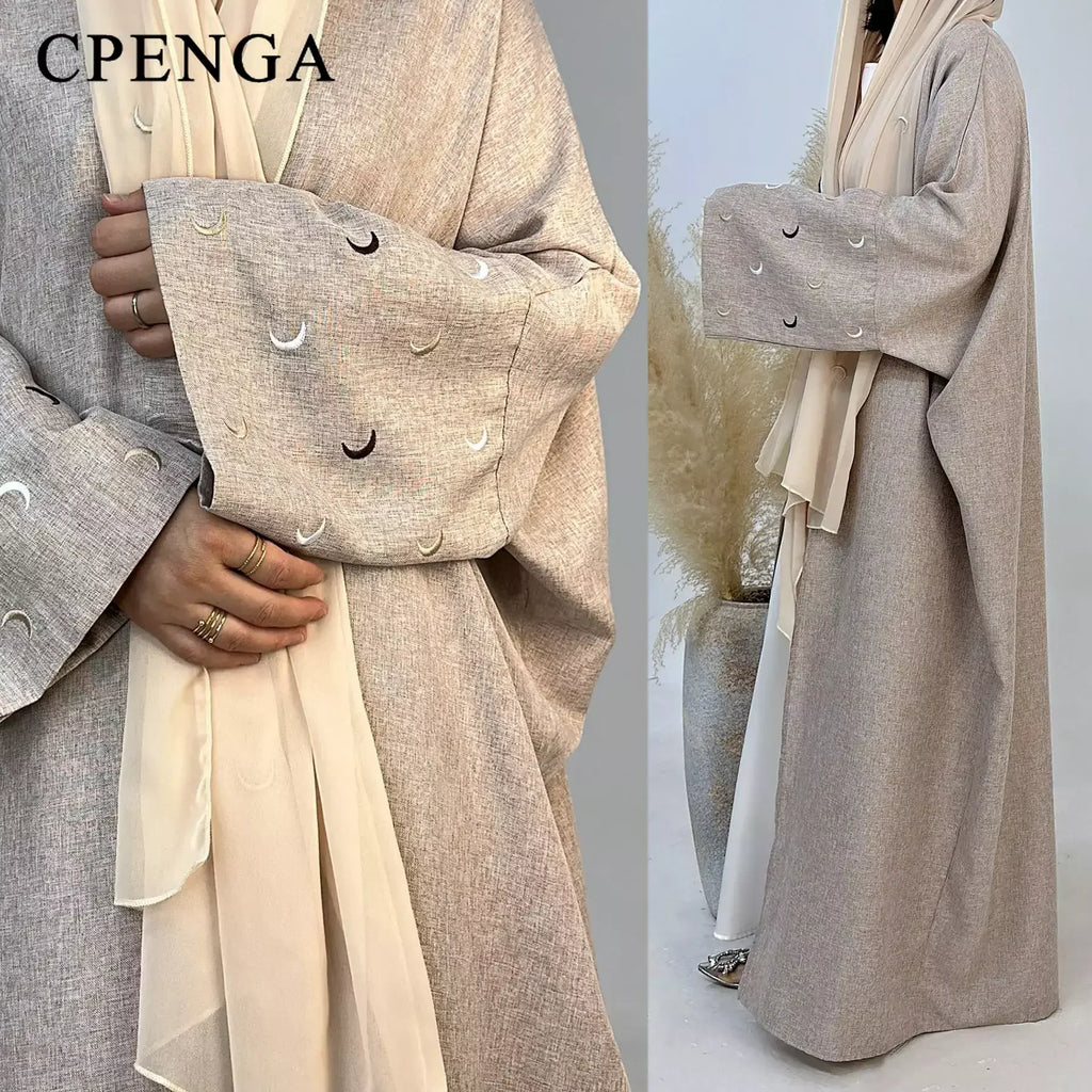 Moon Embroidery Open Abaya