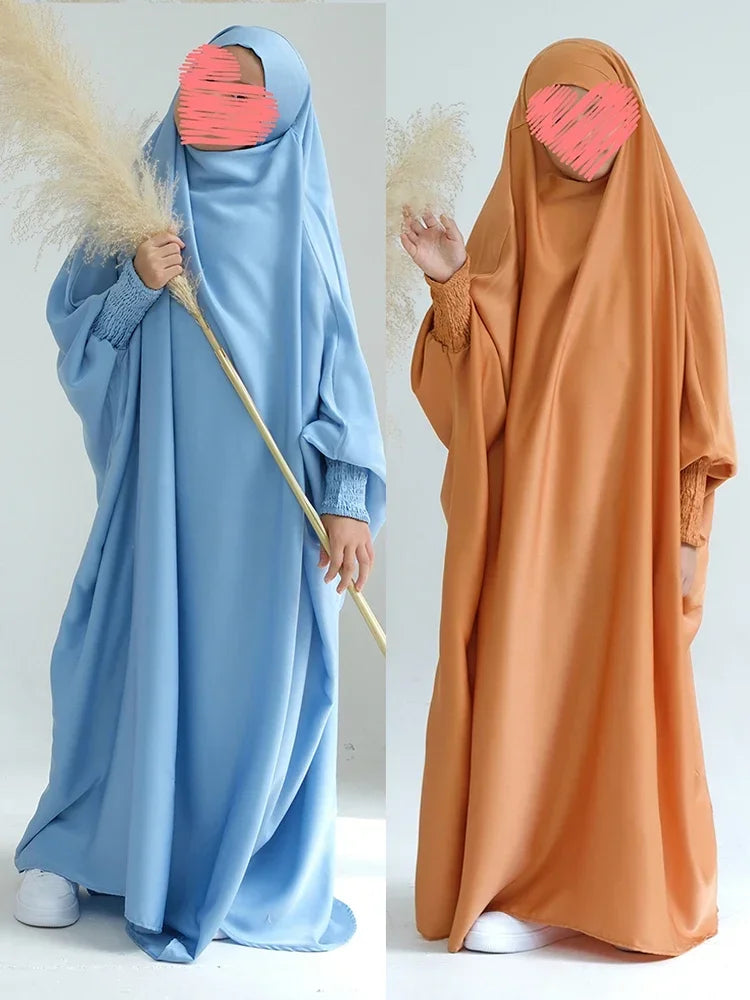 Girls Prayer Dress with Niqab - Hooded Hijab Set