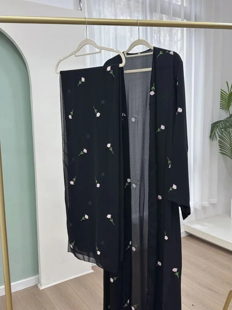 Abaya Women Dresses Jalabiya Embroidery 2 pcs