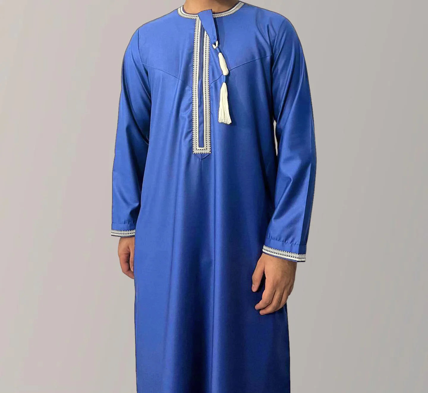 New Men's Muslim Fashion Abayas Dress O Neck Long Sleeve Pullover