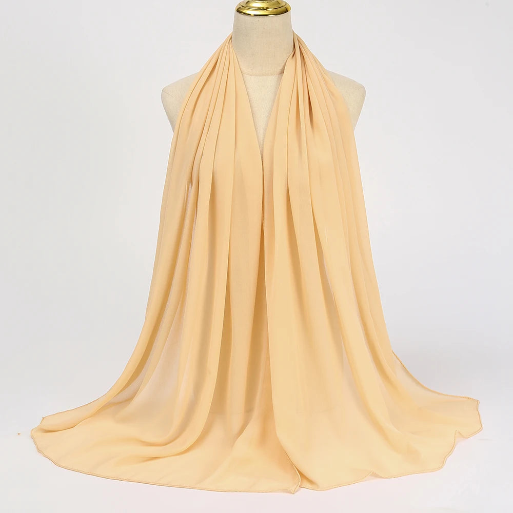 Premium Chiffon Hijab Scarf - Long Solid Color