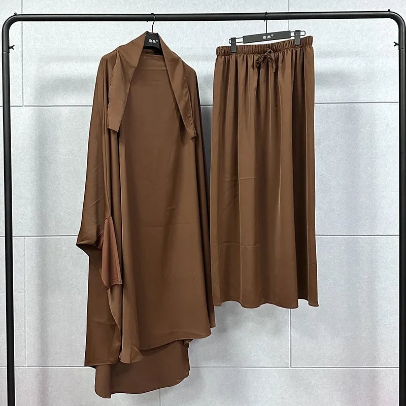 Ramadan Abayas 2 Piece Set - Hijab Dress & Khimar Prayer Garment