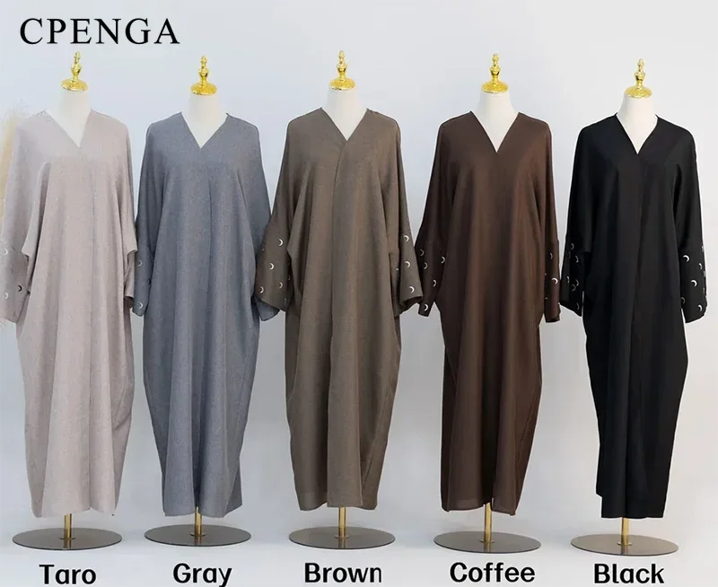 Moon Embroidery Open Abaya