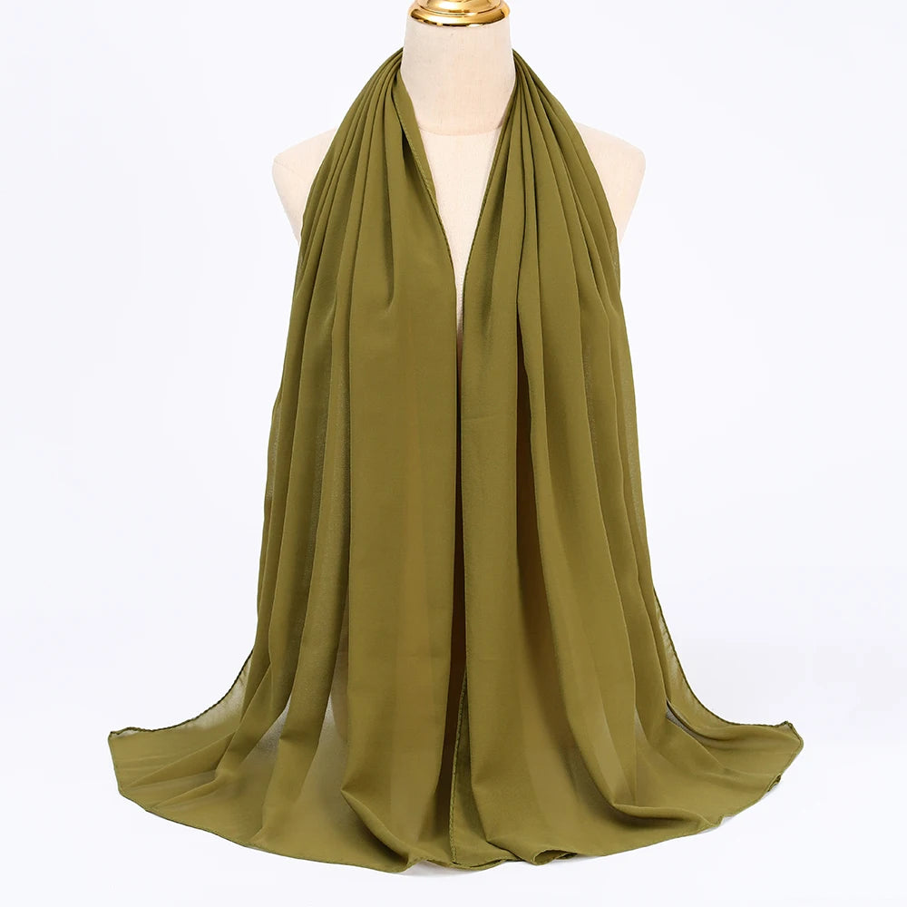 Premium Chiffon Hijab Scarf - Long Solid Color