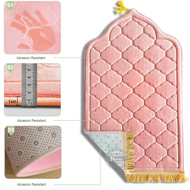 Muslim Prayer Rug - Soft Flannel Prayer Mat for Ramadan