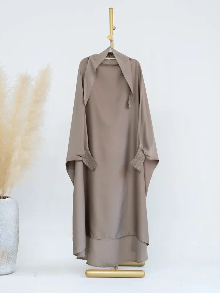 Girls Prayer Dress with Niqab - Hooded Hijab Set