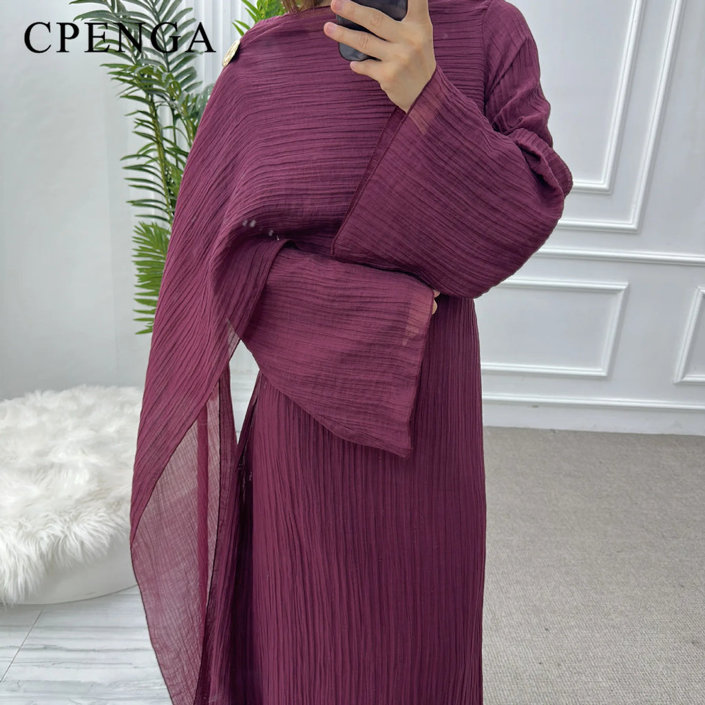 Two Piece Middle East Muslim Cardigan Set for Women