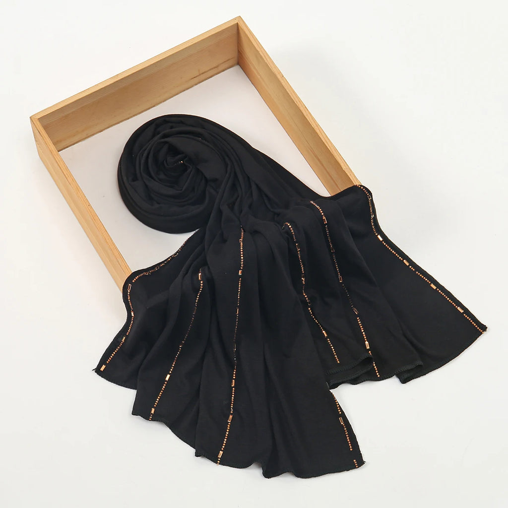 Premium Rhinestone Hijab Scarf - Modal Jersey Stretch