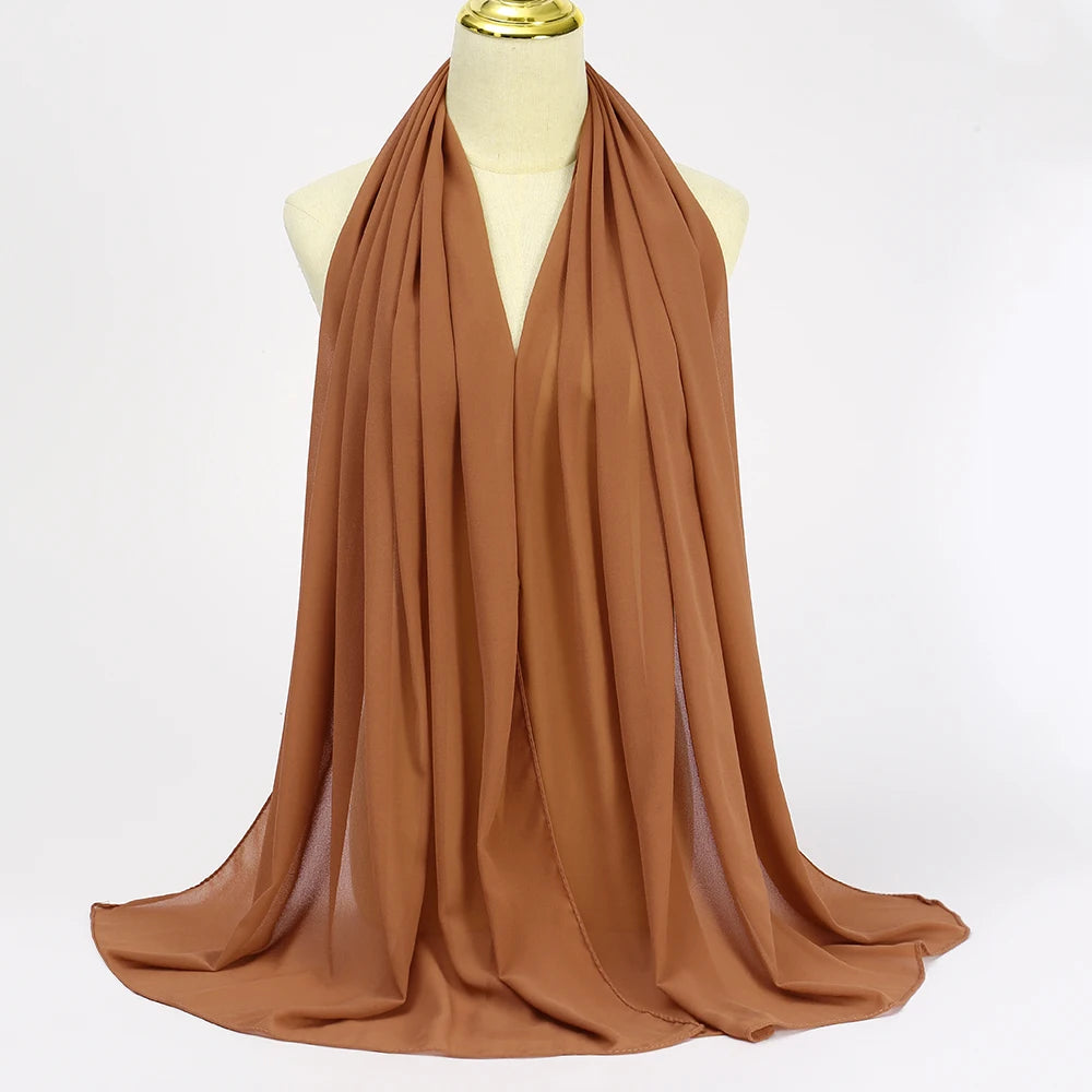 Premium Chiffon Hijab Scarf - Long Solid Color