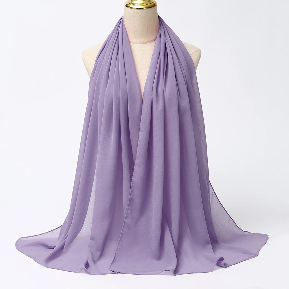 Premium Chiffon Hijab Scarf - Long Solid Color