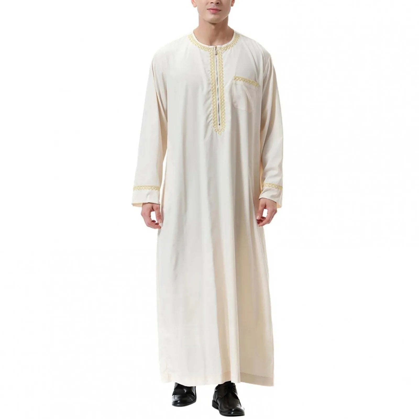 Men's Jubba Thobe - Black Islamic Kaftan Abaya