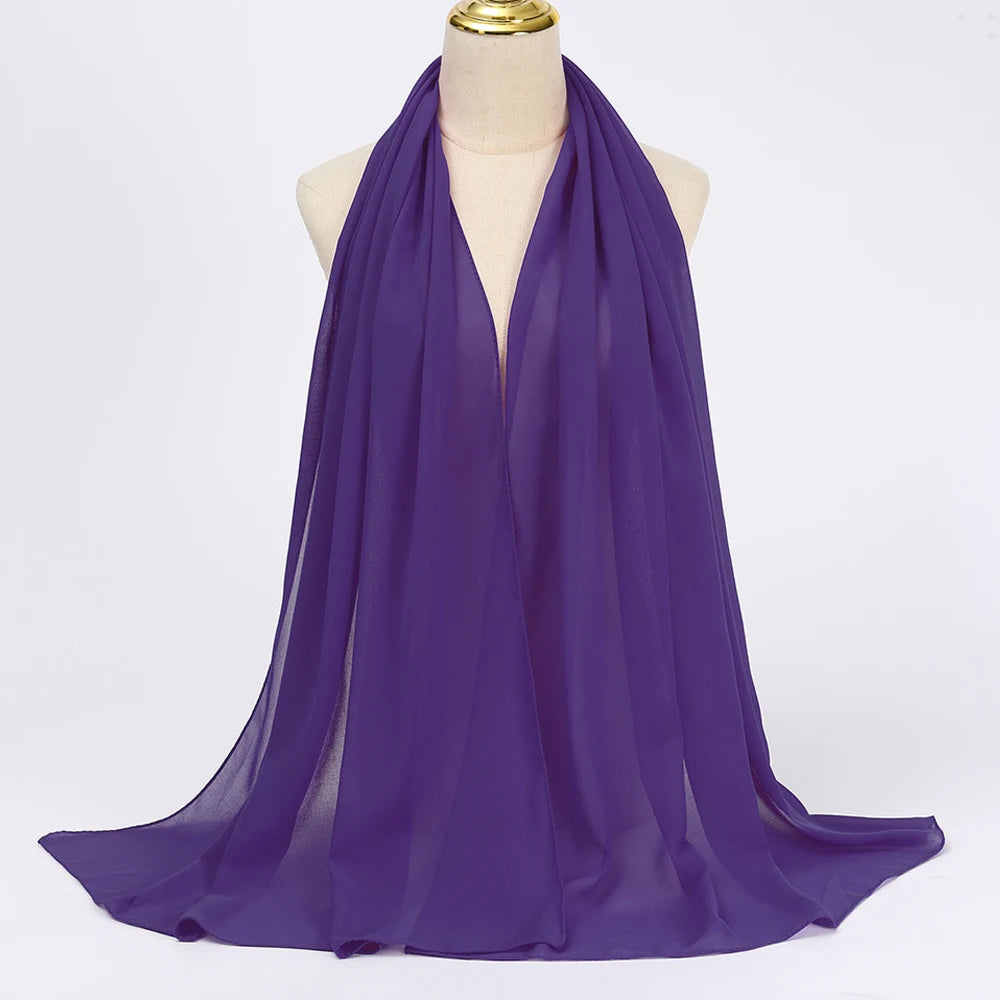 Premium Chiffon Hijab Scarf - Long Solid Color