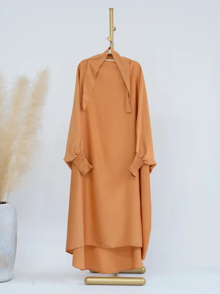 Girls Prayer Dress with Niqab - Hooded Hijab Set