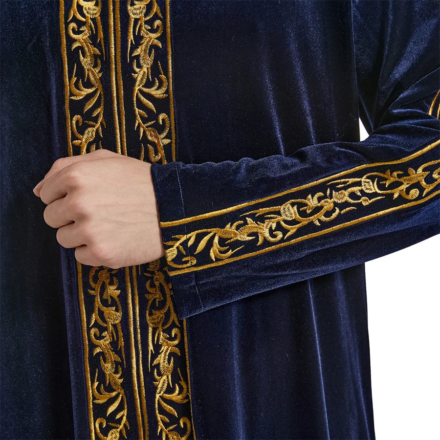 Men's Muslim Caftan Stand Collar Embroidery