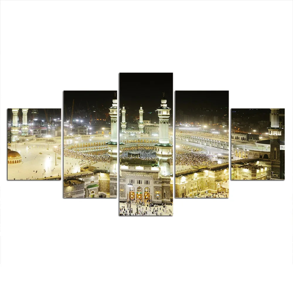 5 Panel Quran Islamic Calligraphy Canvas - Mosque Wall Art