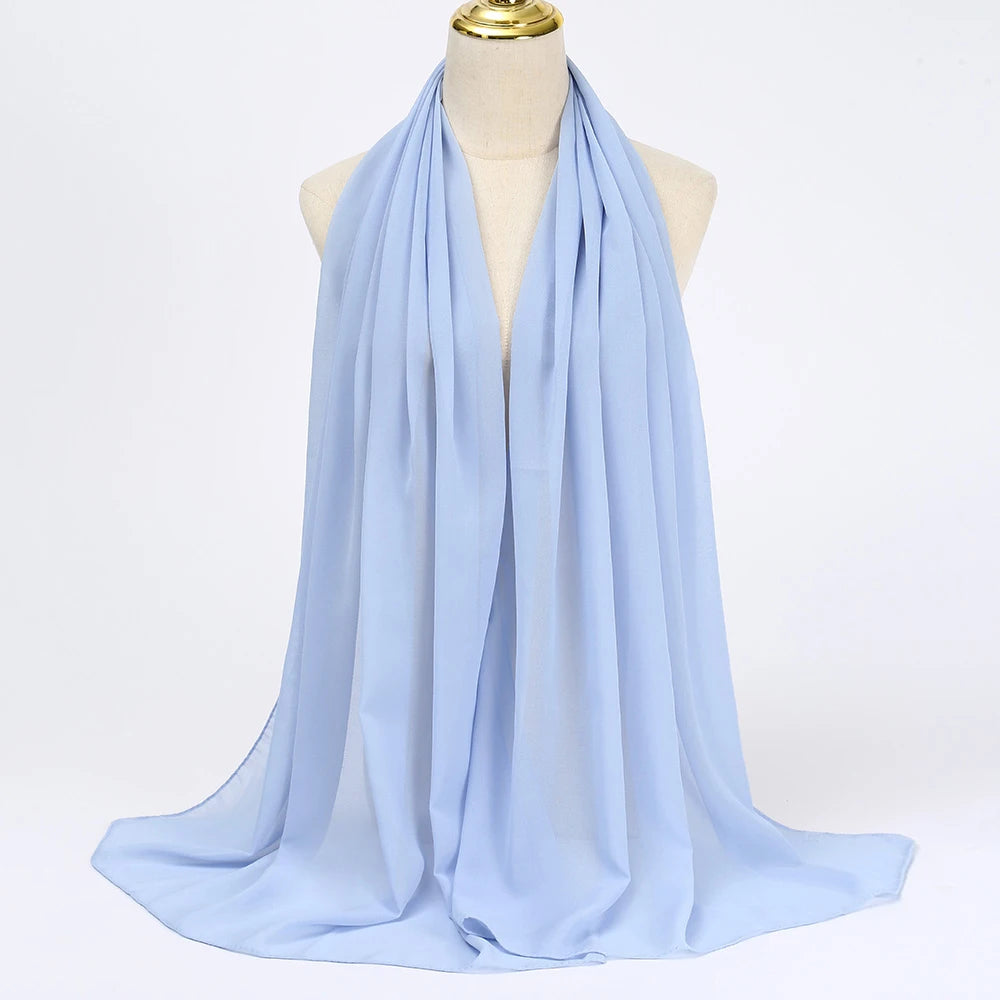 Premium Chiffon Hijab Scarf - Long Solid Color