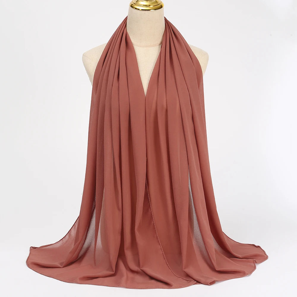 Premium Chiffon Hijab Scarf - Long Solid Color