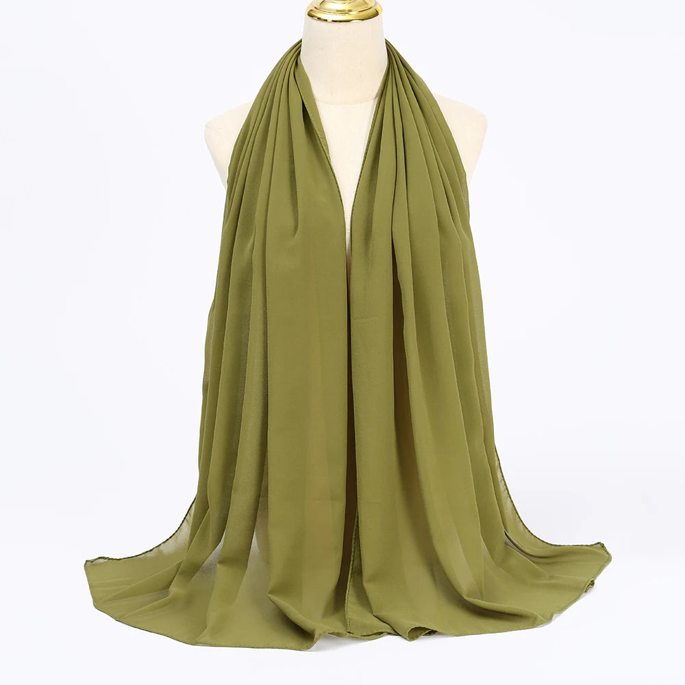 Premium Chiffon Hijab Scarf - Long Solid Color