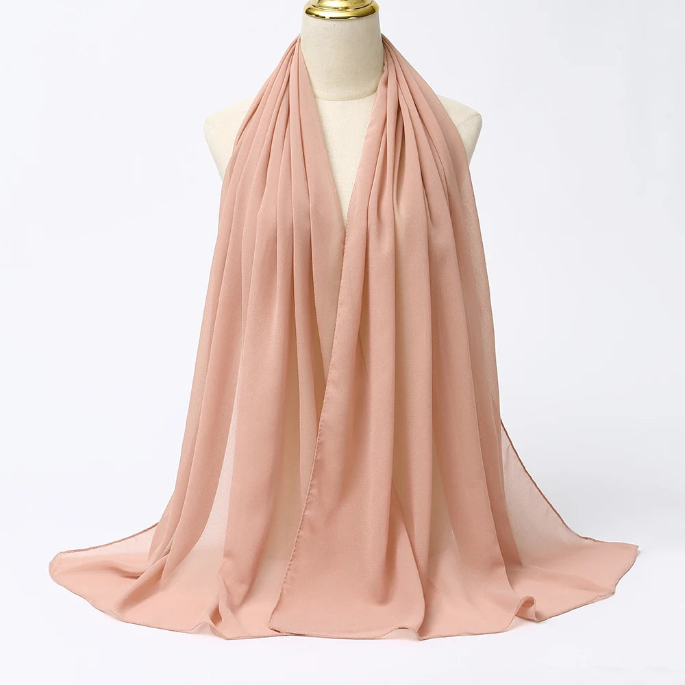 Premium Chiffon Hijab Scarf - Long Solid Color